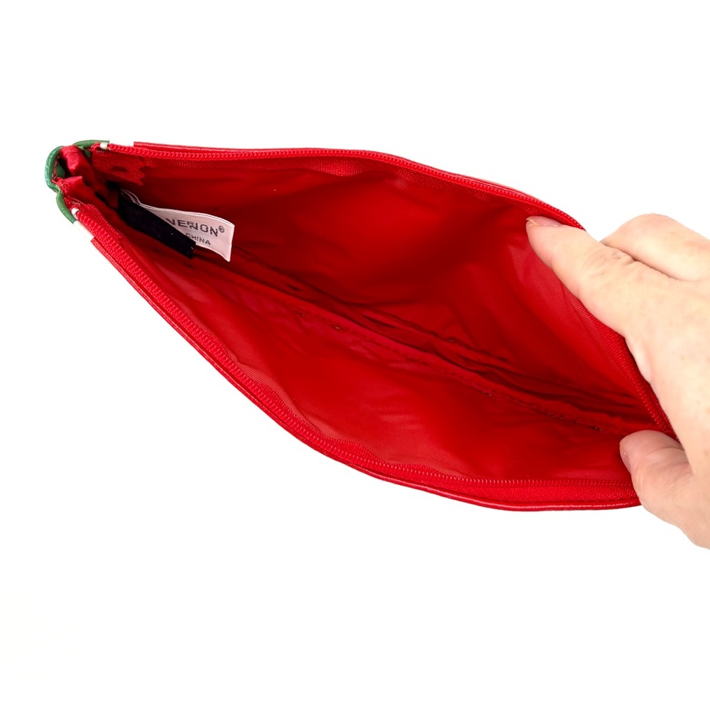 Lillian Vernon Leather Watermelon Slice Motif Pouch Clutch Bag - Picture 5 of 11